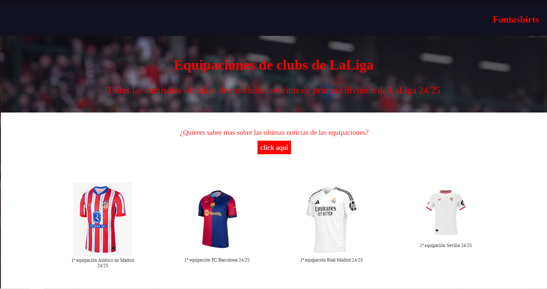Pagina web de camisetas de futbol