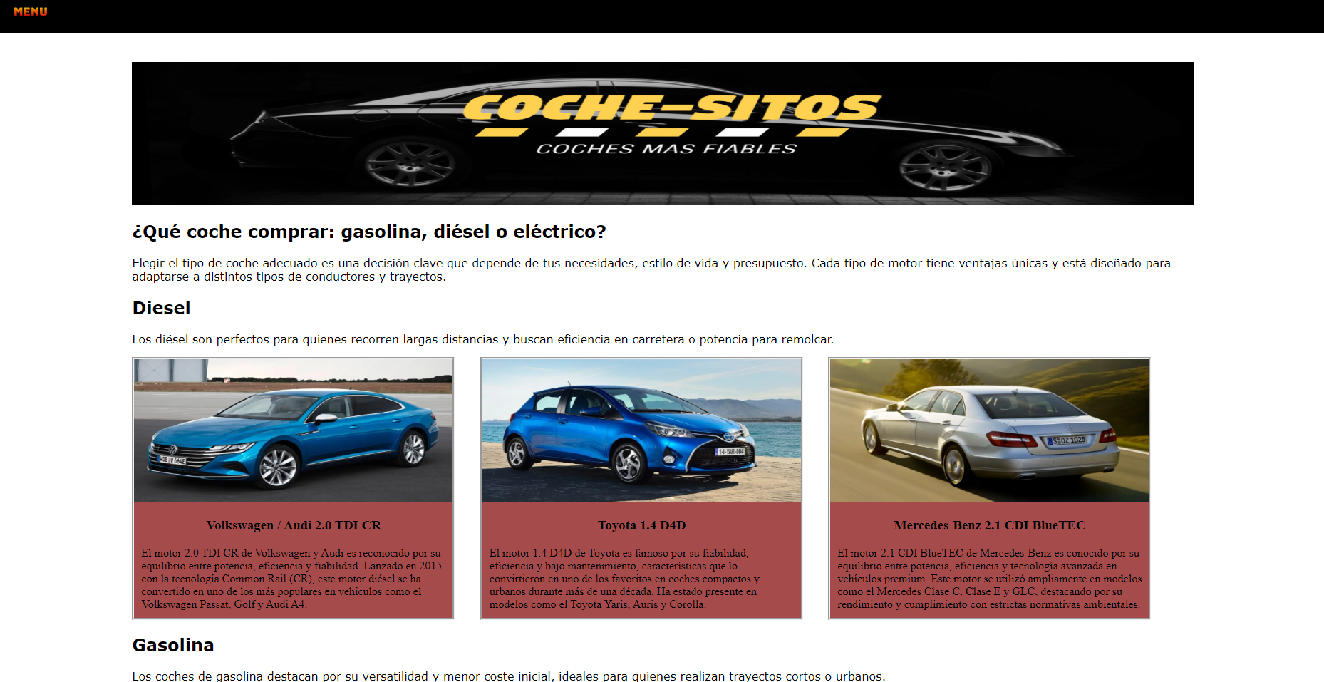 Pagina web de sugerencias de coches