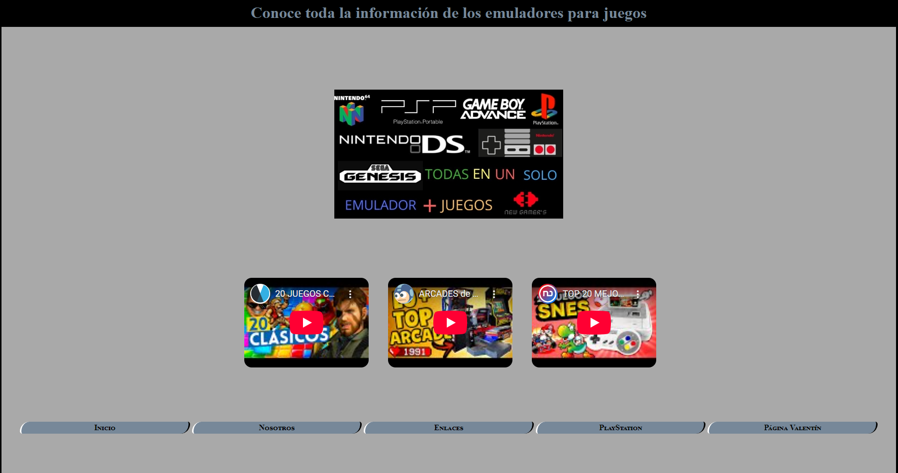 Pagina web Emuladores de videojuegos