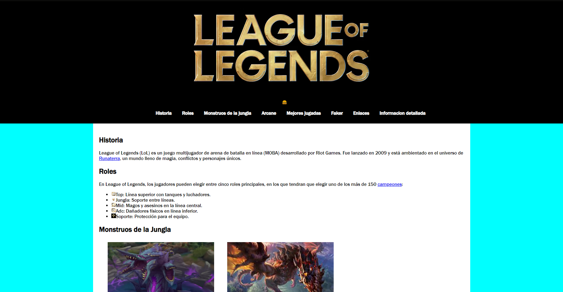Pagina web tutorial LoL
